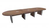 14 FT Modern Walnut Racetrack Conference Table w/ Silver Accent Legs