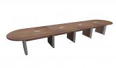 18 FT Modern Walnut Racetrack Conference Table w/ Silver Accent Legs