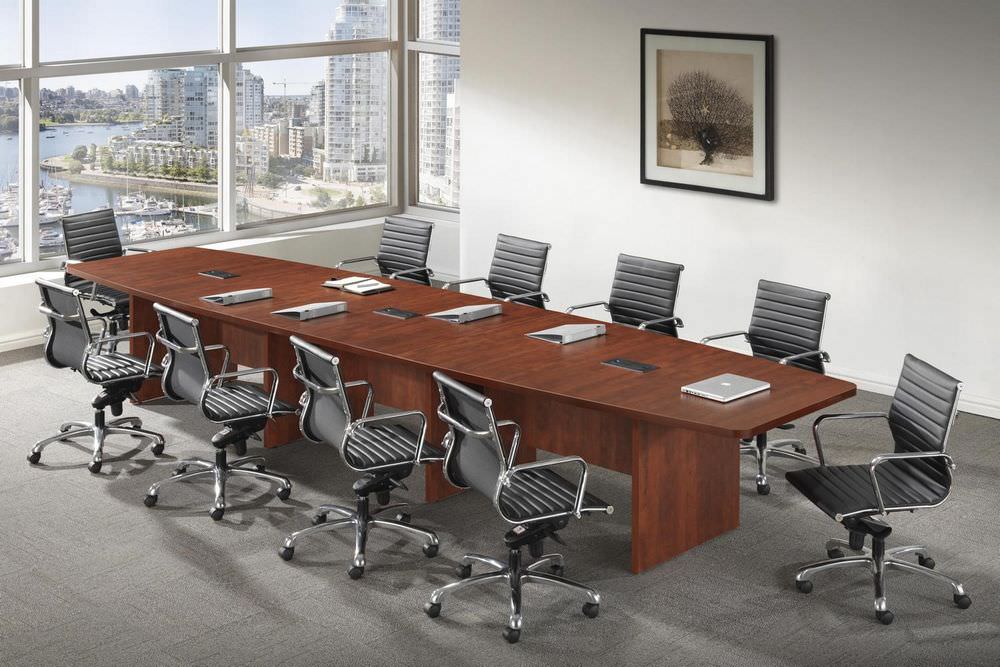 Large Conference Table Cherry Boat Shaped