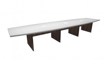 16 FT White / Modern Walnut Boat Shaped Conference Table ...